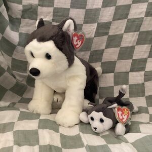 Ty Vintage Beanie Baby & Beanie Buddy Nanook Husky Dog